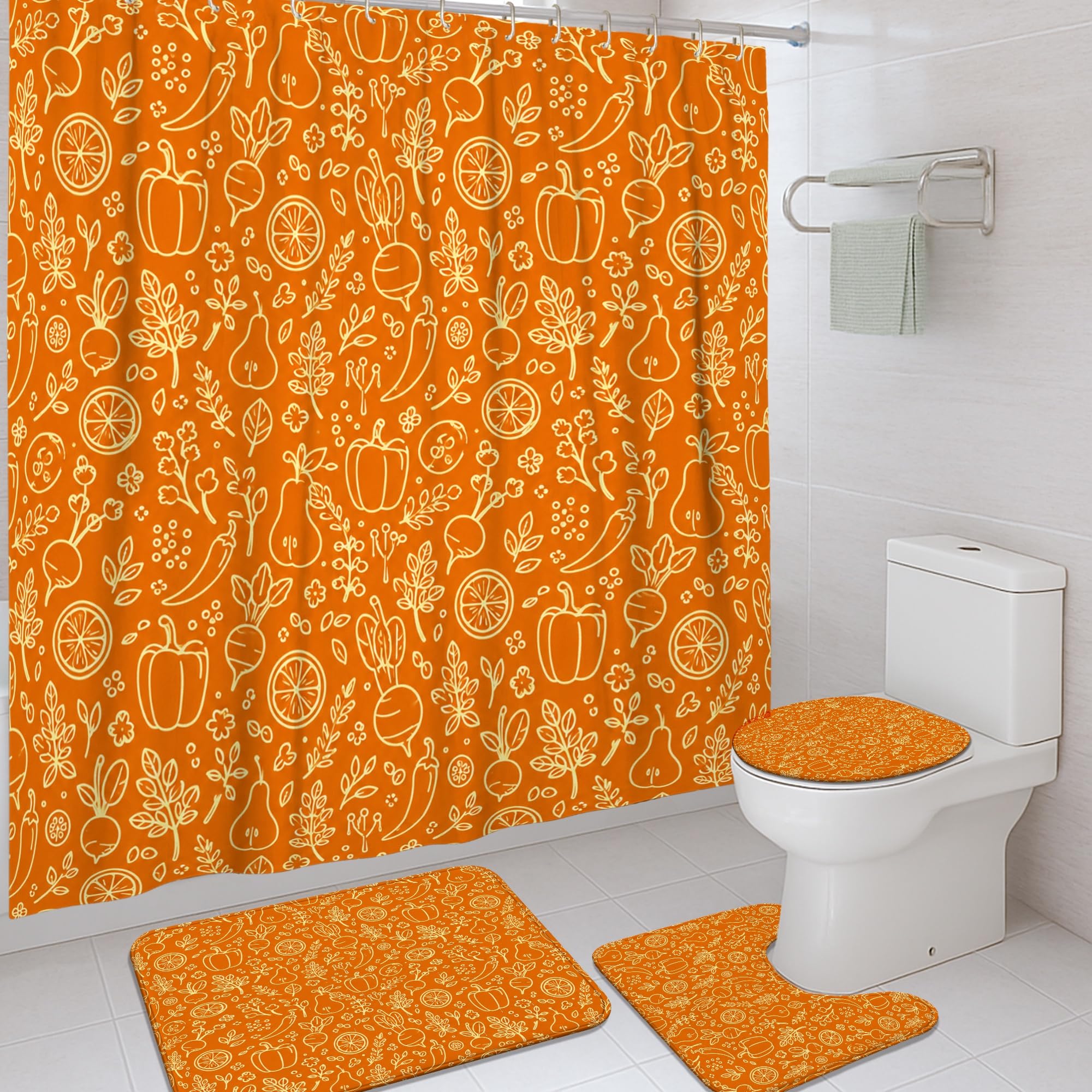 Rideau de douche citrouille d'automne pour déco de chambre d'amis