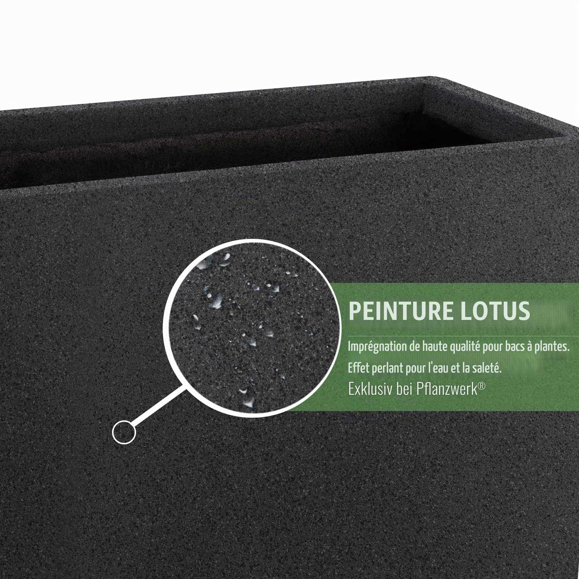 Pflanzwerk® Pot de Fleur Cube Jardinière Granit Anthracite 30x34x34cm *Résistant au Gel* *Protection UV* *Qualité européenne*