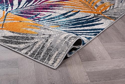 Miniatura 3 de Rugshop Edinburgh - Alfombra suave resistente a las manchas, diseño de hojas florales, 2 x 3 pies, color amarillo