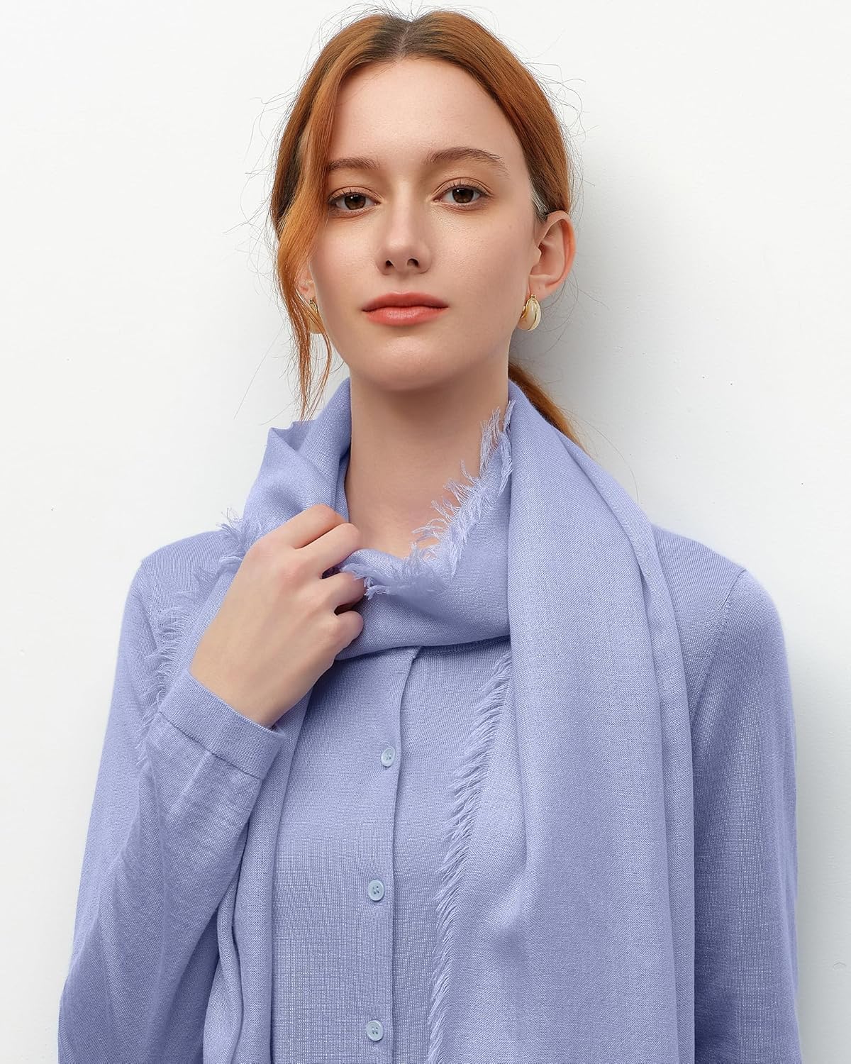 KVSS Women's Fine Knit Shawl, 55% Cashmere 45% Mulberry Silk, X Gauge 120/2NM Yarn Lightweight Spring Summer Wrap Scarf