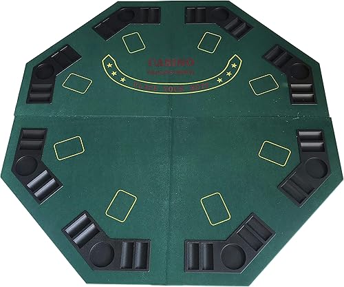 HAN'S DELTA 48" Octágono plegable mesa de póquer, 8 jugadores Casino Texas Hold'em Poker Layout con estuche de transporte