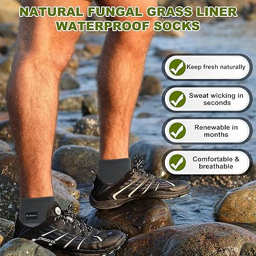 Vista 3 de Calcetines impermeables para hombres y mujeres, para deportes al aire libre, transpirables, impermeables, para senderismo, camping, vadeo, trekking