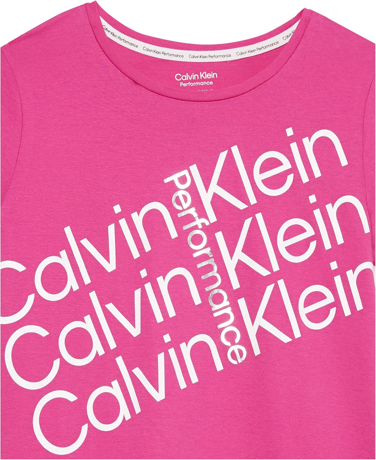 Calvin Klein Girls' Short Sleeve Active Legacy Logo T-Shirt 7 Fresh Tilt Berry