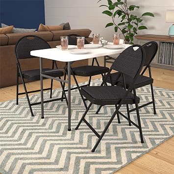 COSCO Commercial XL Smartfold Fabric Padded Chair, 4-Pack, Black