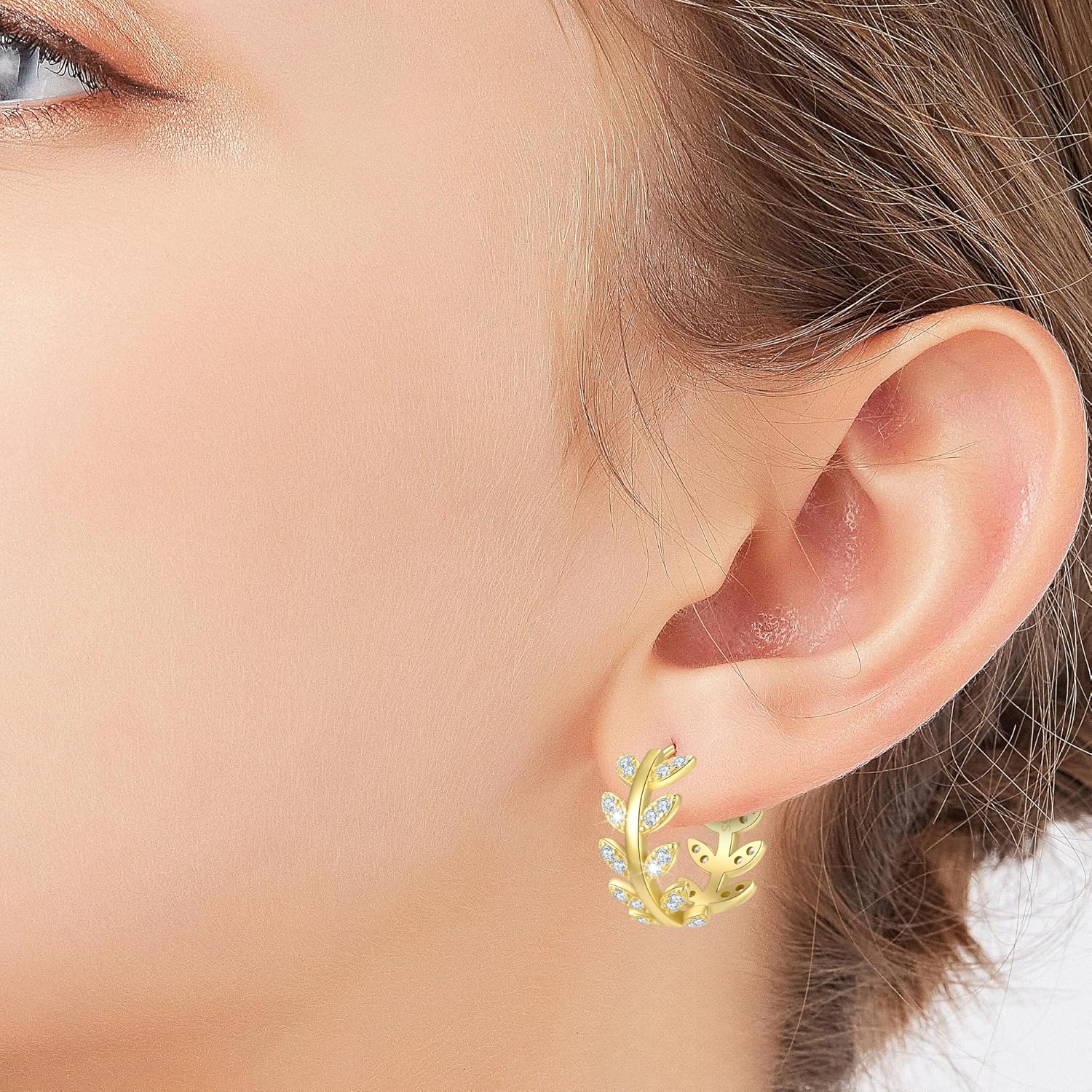 Gold Hoop Earrings, 14K Gold Earrings for Women, Hypoallergenic Vermeil Hoops with Cubic Zirconia, Dainty Jewelry Gift, 14K Gold Plated 925 Sterling Silver