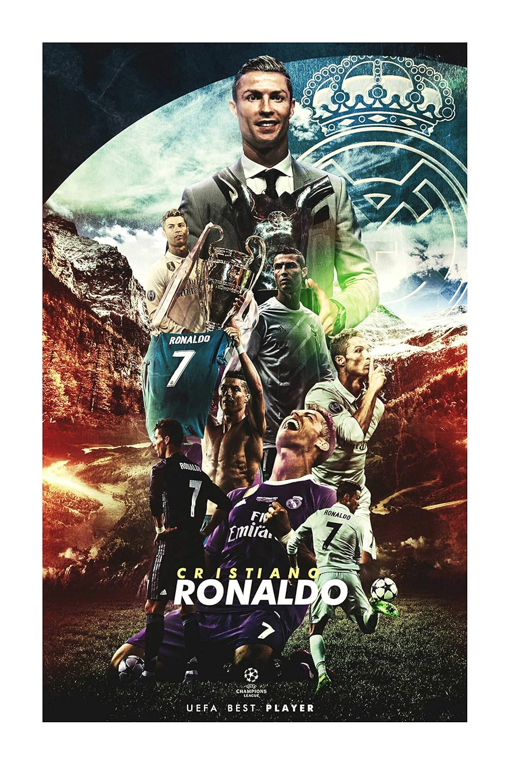 HK PRINTS Cristiano Ronaldo Wall Sticker for Room (45X30 CM, 170 GSM