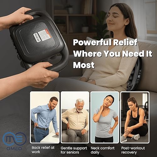 Miniatura 9 de OMEO Pistola de masaje de tejido profundo de 16 cabezales, masajeador profesional de percusión con 30 intensidades y motor silencioso, masajeador