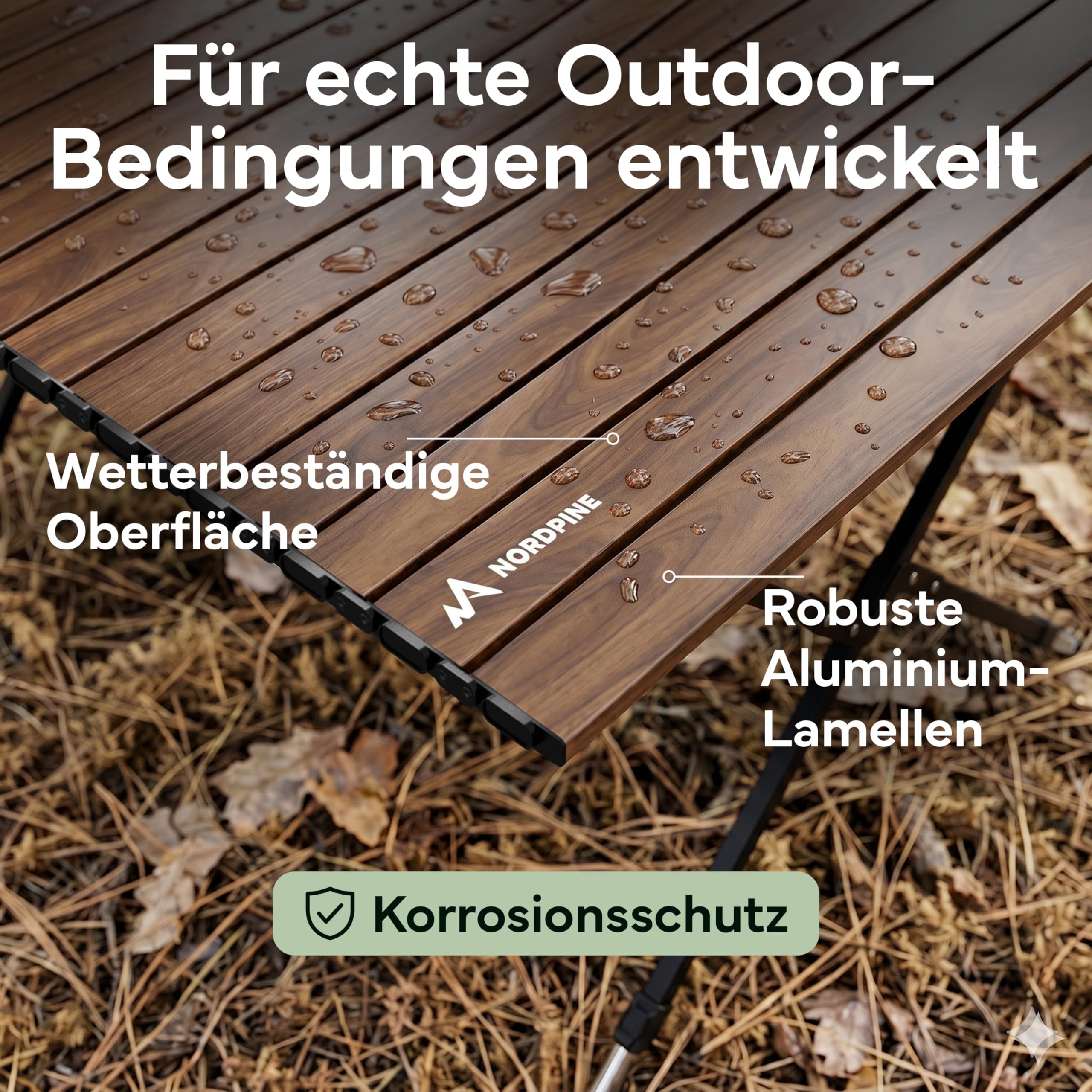 NORDPINE Campingtisch klappbar höhenverstellbar 45-68 cm – Faltbarer Outdoor Tisch & Picknicktisch aus Aluminium mit kleinem Packmaß – Wetterfester Gartentisch Klapptisch Camping mit Tragetasche