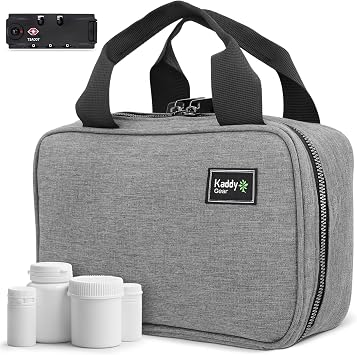 Kaddy Secure Pill Organizer Box, Storage for Bottles of Medicine or Supplements; Toiletry; Travel or Home, TSA Approved LockGrey