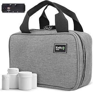 Kaddy Secure Pill Organizer Box, Storage for Bottles of Medicine or Supplements; Toiletry; Travel or Home, TSA Approved Lock(Grey)