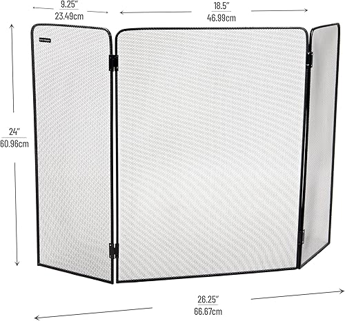 Miniatura 3 de Mind Reader FIRESCREEN-BLK - Panel de puerta de 3 paneles con doble barra de acabado negro, negro