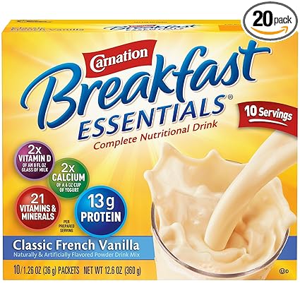 Carnation Breakfast Essentials Instant Breakfast Classic French Vanilla 10ct 2 pack