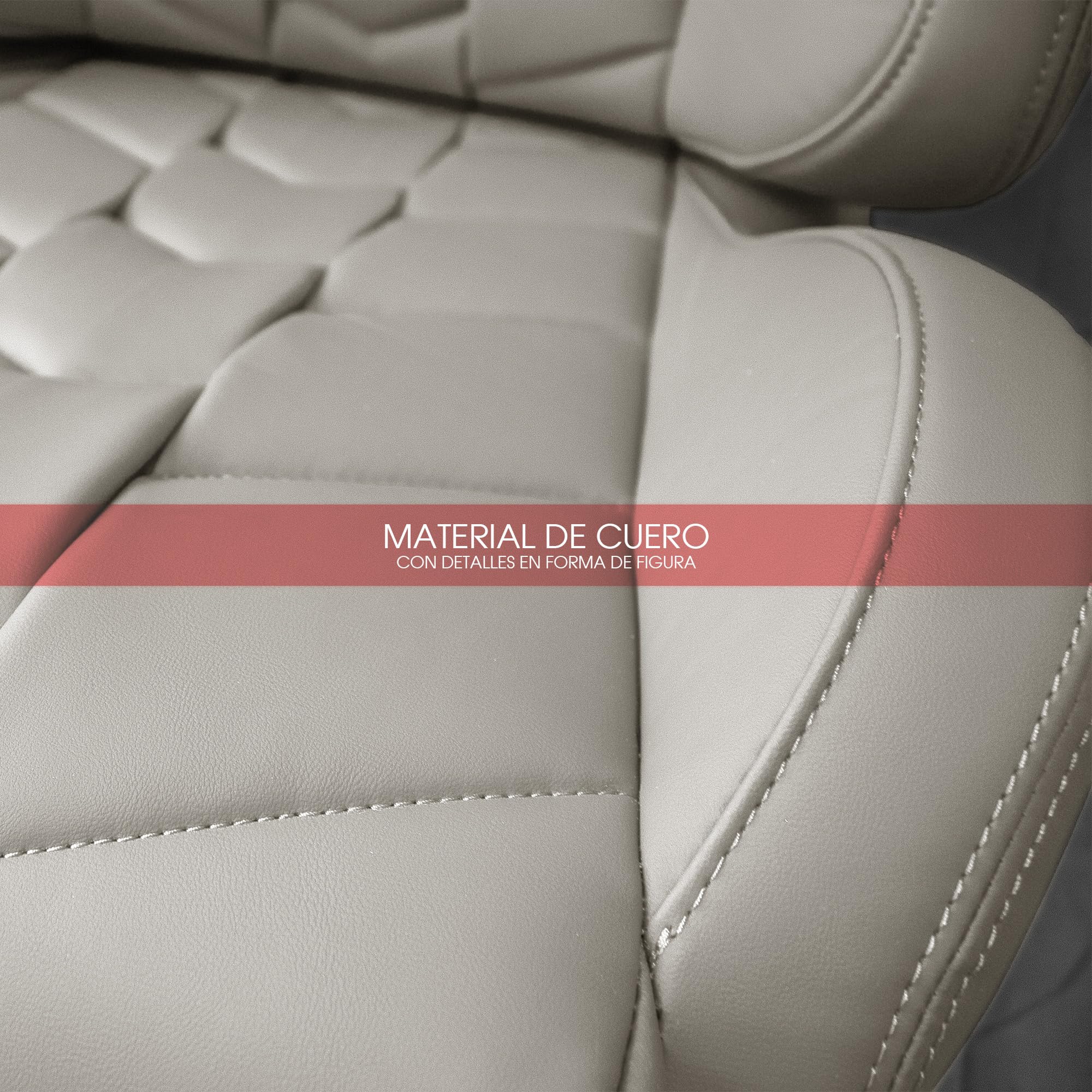 M MODAUTO Semibaquet B.E Cuero Blanco/Detalles en Forma De Figura,Semibaquet Deportivo,Adaptable para Coches,Ríeles Incluidos,para Coche y Simulador de Conducción (N501L)