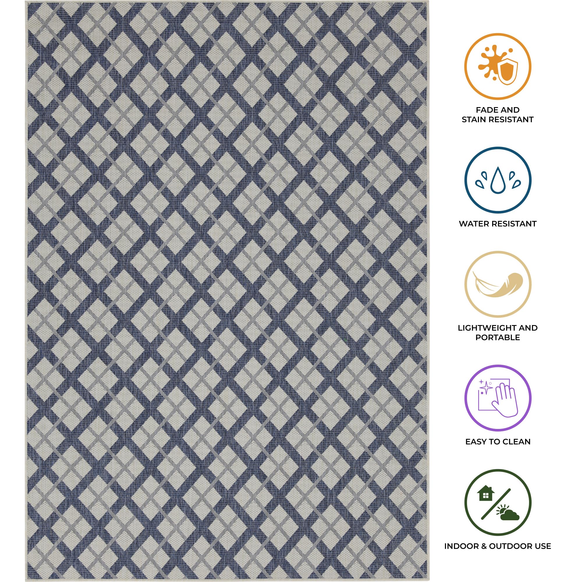 HomeArt Outdoor Rugs | Easy-Cleaning Indoor & Outdoor Area Rugs for Porch, Deck, Balcony, Garden, Picnic, Kitchen, Hallway | UV & Weather-Resistant Large Patio Rug Mats | Anthracite Cream 200 x 290 cm — view 56