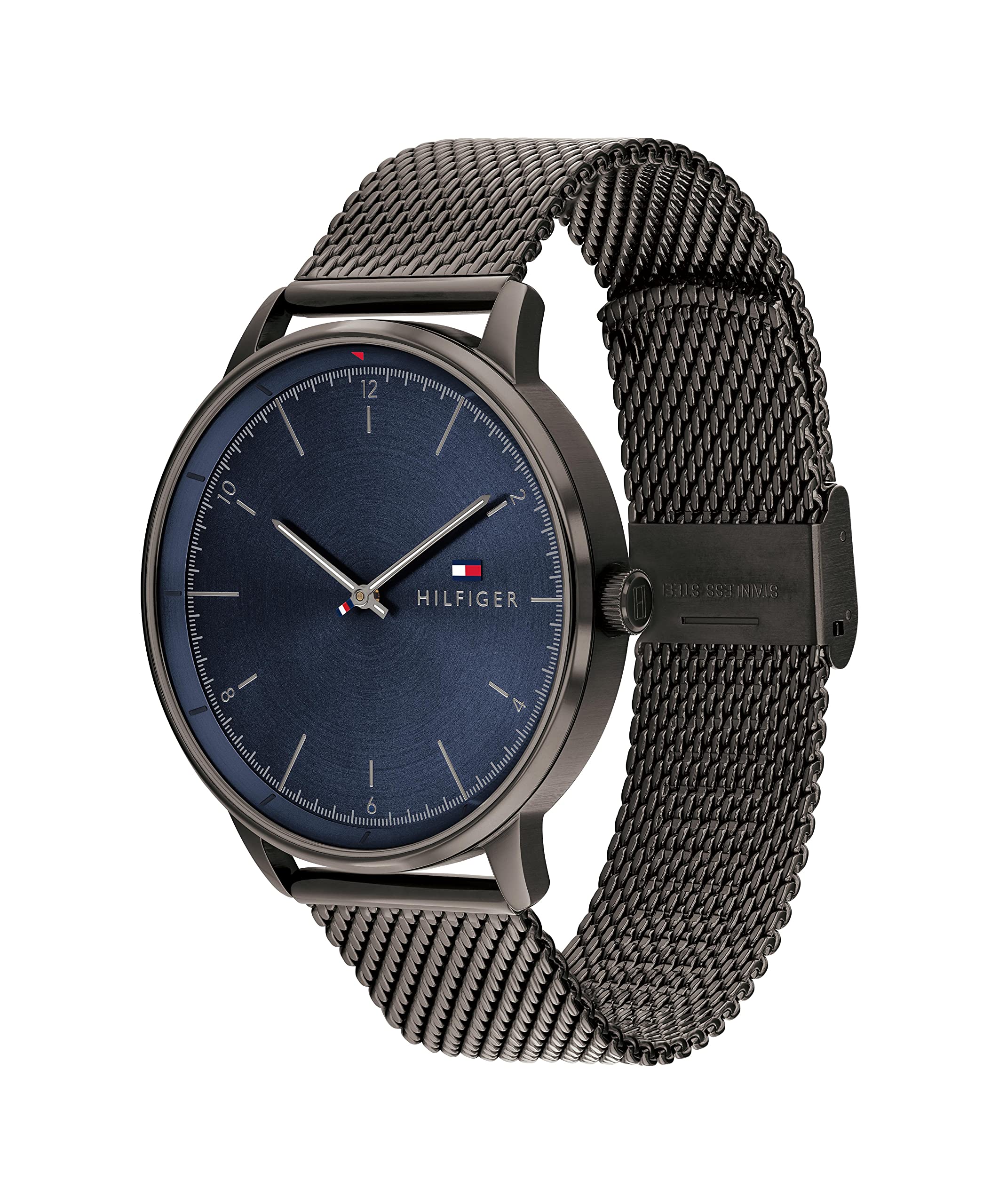 Tommy Hilfiger Analog Quarzuhr für Herren Edelstahl-Mesh Gliederarmband
