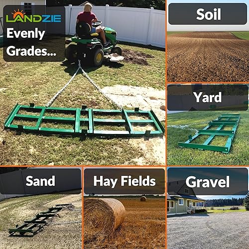 Miniatura 3 de LANDZIE - The Original 4FT Drag Harrow Driveway Grader, 46 LB Heavy Duty Tow Behind Lawn and Landscape Rake, Gravel Driveway Drag, Power Rake , Lawn