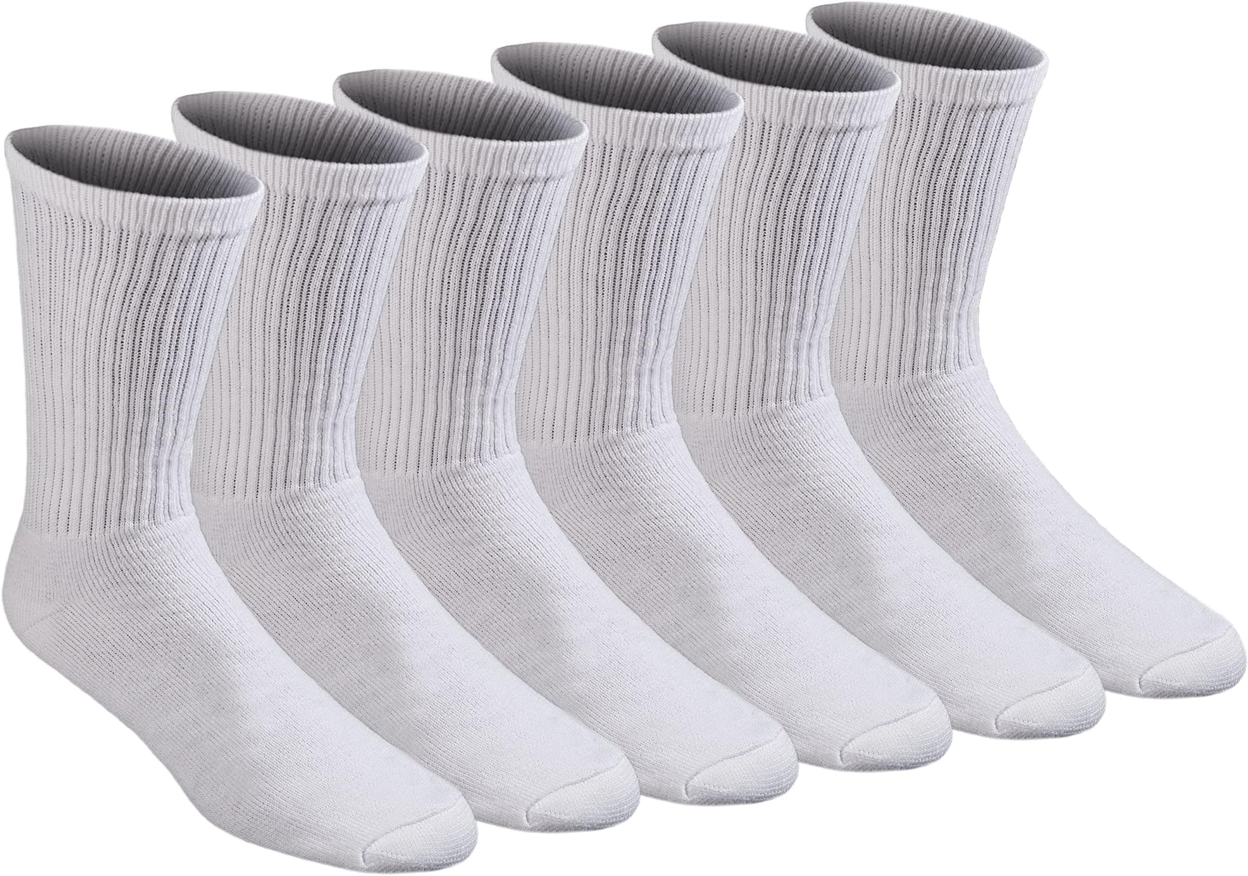 Men's All Purpose Cushion Crew Socks, Available in M-XL (6, 12 Pairs)