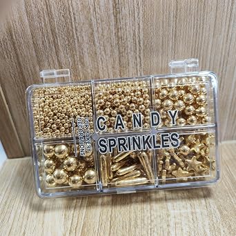 Edible Candy Cake Decoration 130G Pale Gold Pearl/Stick/Five-Pointed Star Toppers Valentine's Day Birthday Halloween Thanksgiving Christmas party Team Dinner Cake Cupcake Cookies for Dessert Sprinkles