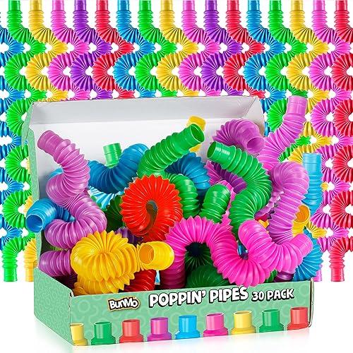 BUNMO Paquete de 30 tubos pop grandes, horas de diversión para niños, juego imaginativo y estimulante aprendizaje creativo, juguetes sensoriales