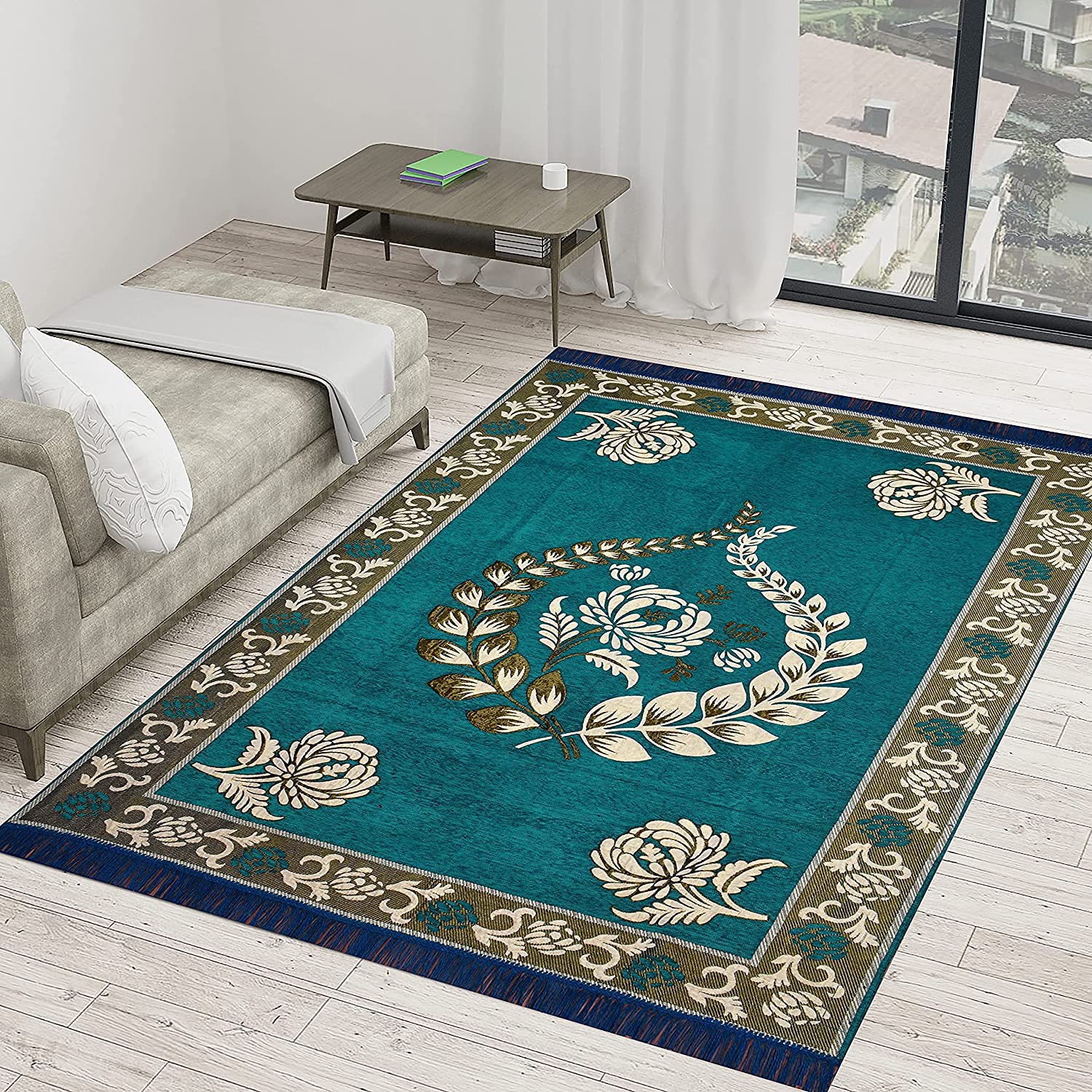 Sparrow World Chenille Premium Exclusive 6D Krishna Carpet/Area Rug (Firoji, 5X7 Feet)