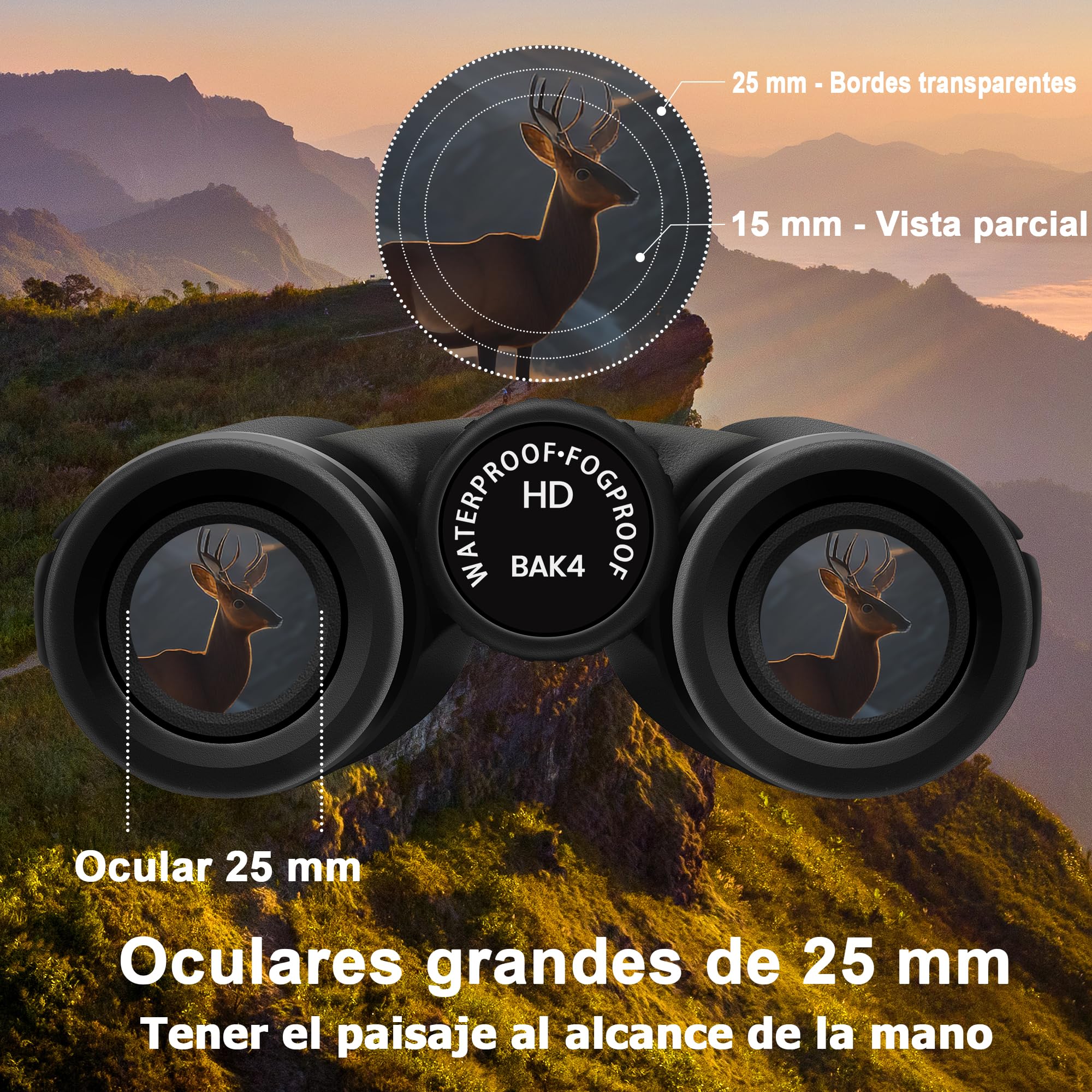 15X50 Prismaticos Profesionales Largo Alcance para Adultos - Black | Prismas BAK4,lentes FMC,15 aumentos,oculares grandes de 50mm,antiniebla e impermeable,campo visión de 1200m,enfoque ajustable