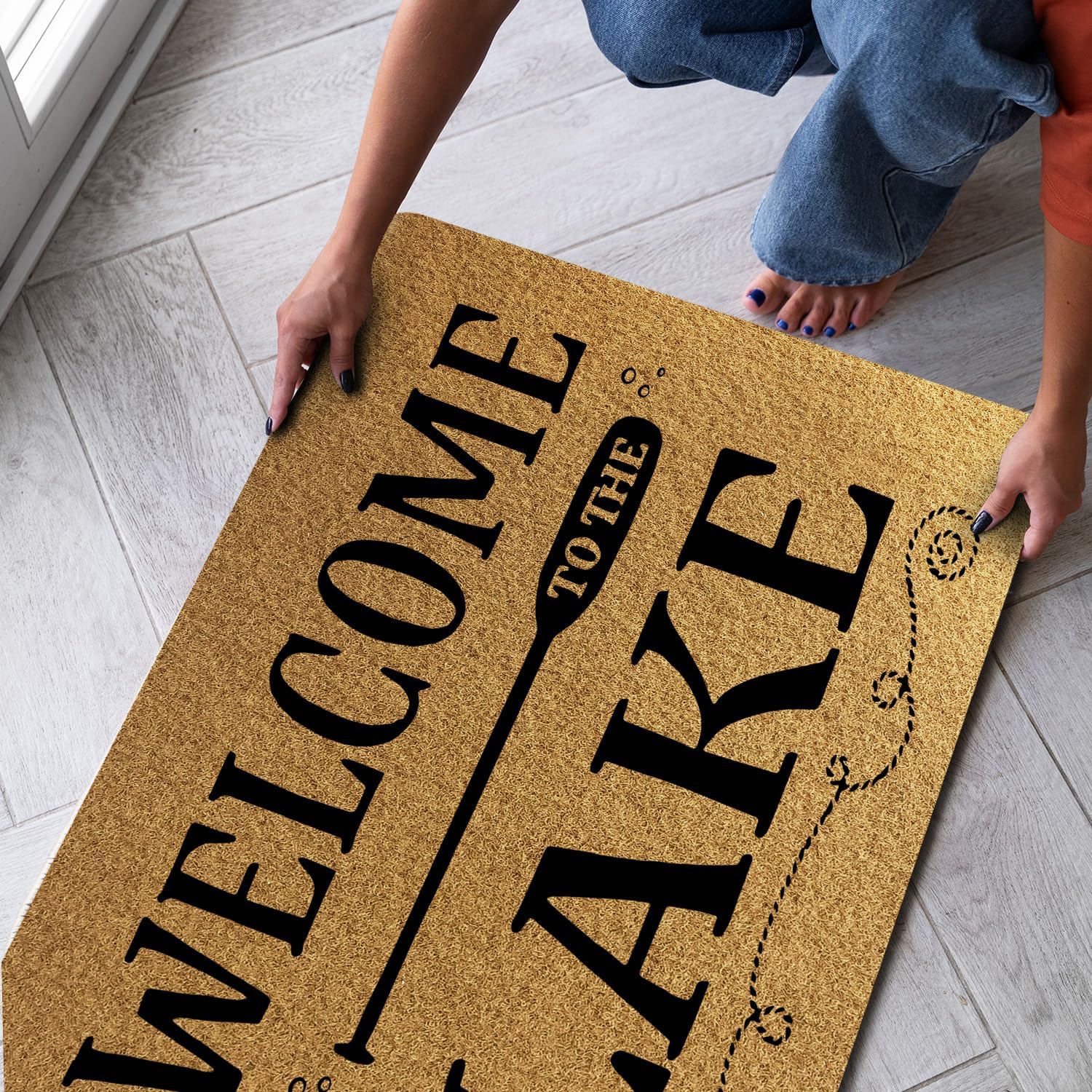 Non-Slip Lake Outdoor Welcome Mat - 17x30, Coir, Lake Life Themed Decor for The Home