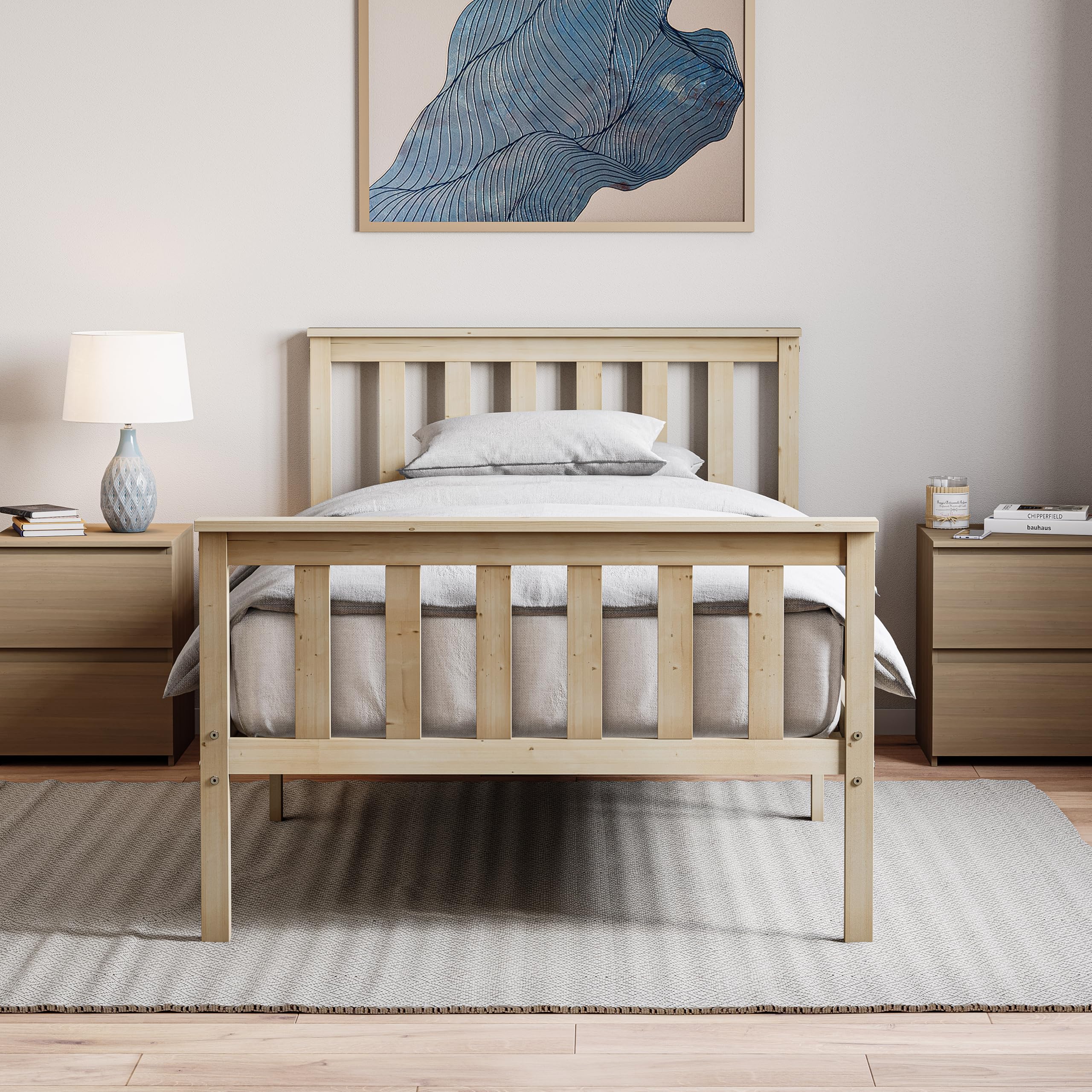 Vida Designs Milan Single Bed Frame | Pine | High Foot | Solid Pine Wood | 82 H x 97 W x 197.5 D cm | Reinforced Slats | Underbed Storage | Multi Support Base | Bedroom Furniture โ image 1