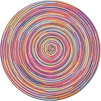 Vista 33 de SHACOS Juego de 6 manteles individuales redondos trenzados de 15 pulgadas antideslizantes resistentes al calor de algodón y poliéster, alfombrillas