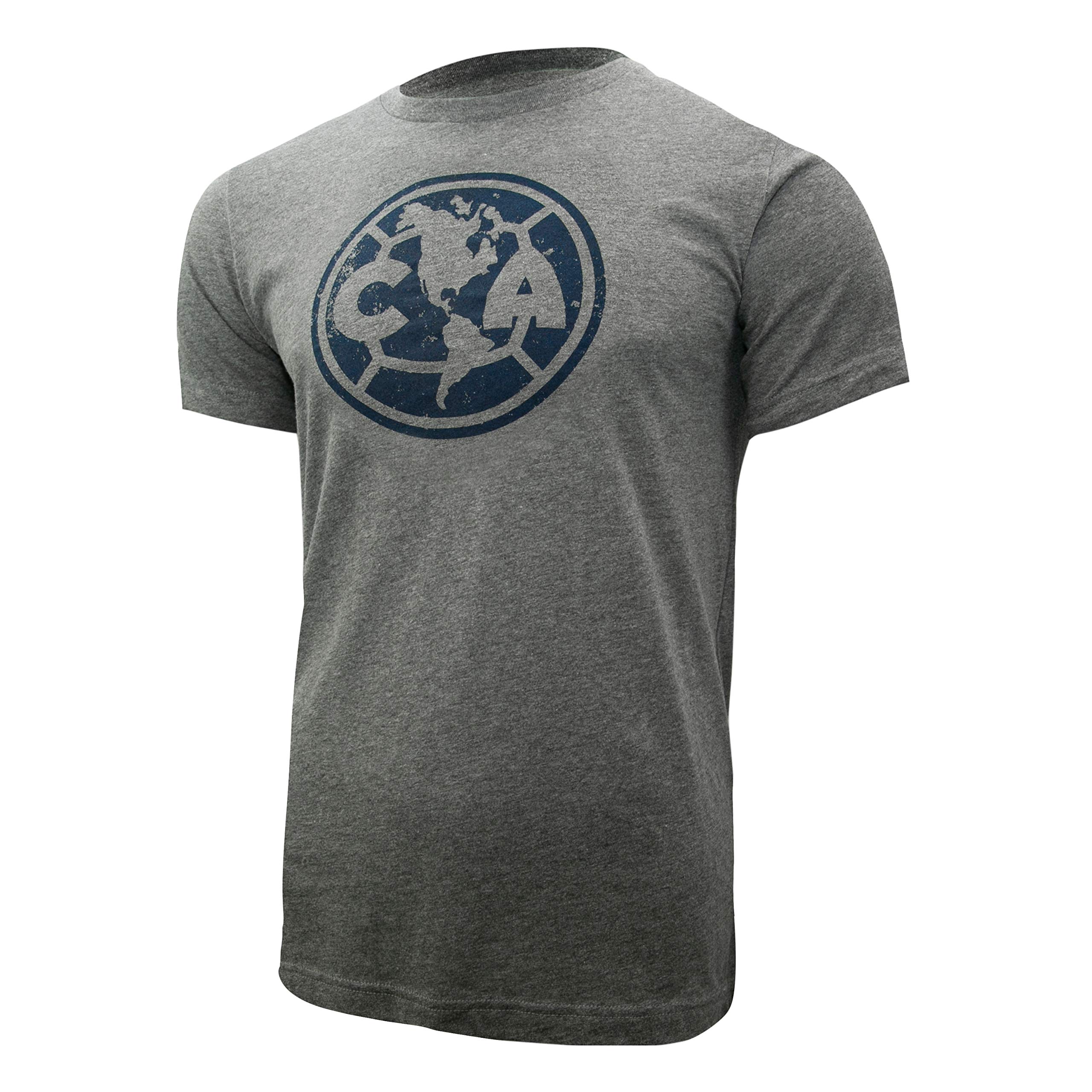 Federacion Mexicana de Futbol Asociacion Club America Mens Vintage Logo Short Sleeve T-Shirt, Deep Heather Gray, Large