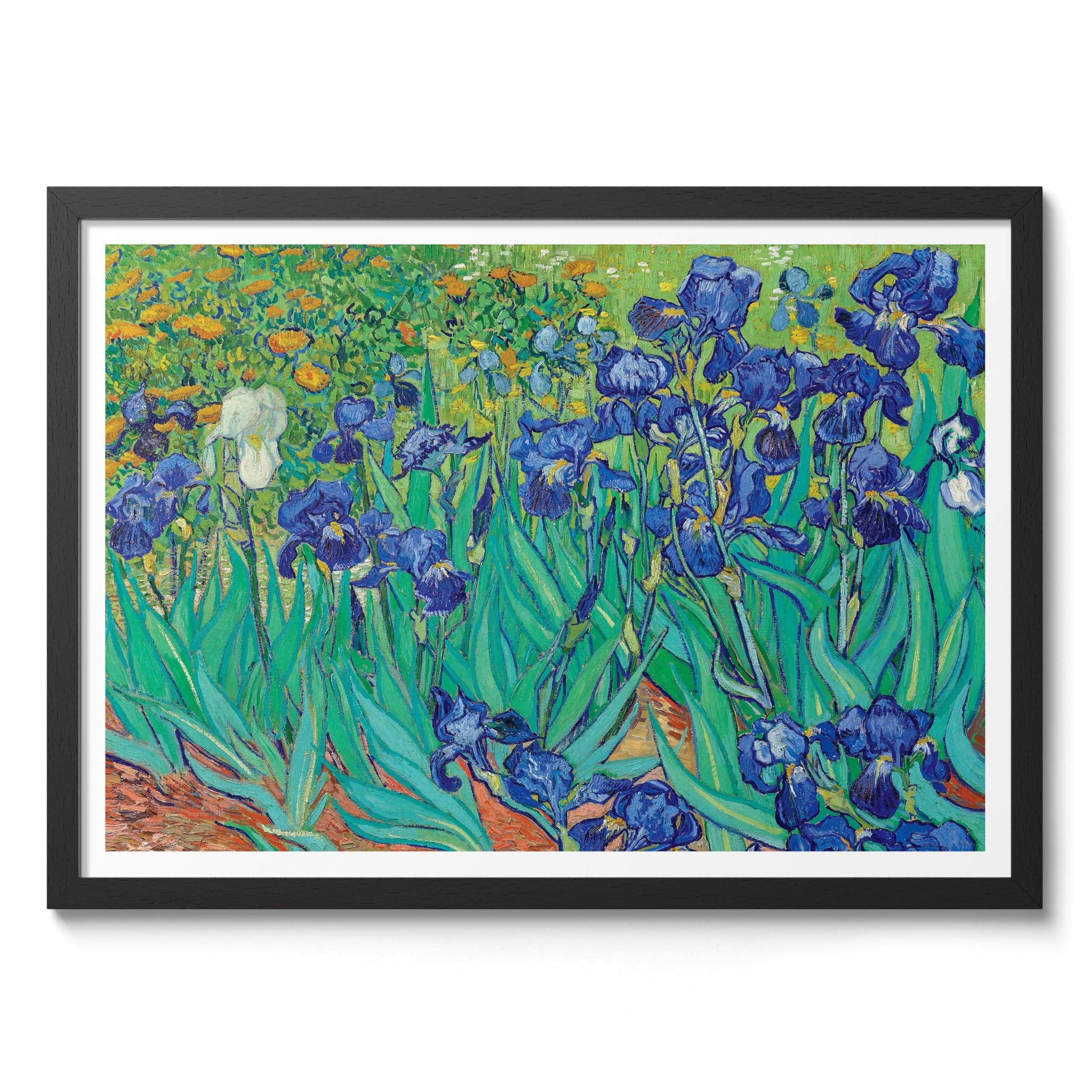 Irises Vincent Van Gogh Print, Classic Famous Oil Painting Print, Modern Art Exhibition, Home Decor Wall Art, Archival Matte, A2 (Black Frame) - 59.4x42cm — image 1