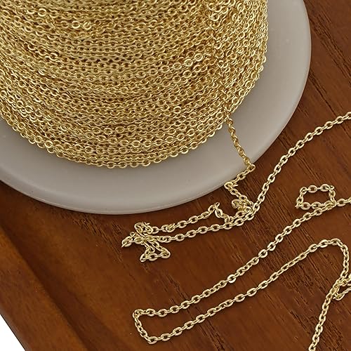 Miniatura 8 de Cadena de cable rellena de oro de 14 quilates de 6 pies para fabricación de joyas personalizadas, cadena de cable a granel sin terminar (0.039 in)