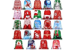 Pinkunn Christmas Drawstring Gift Bags for Holiday Goodies & Treats