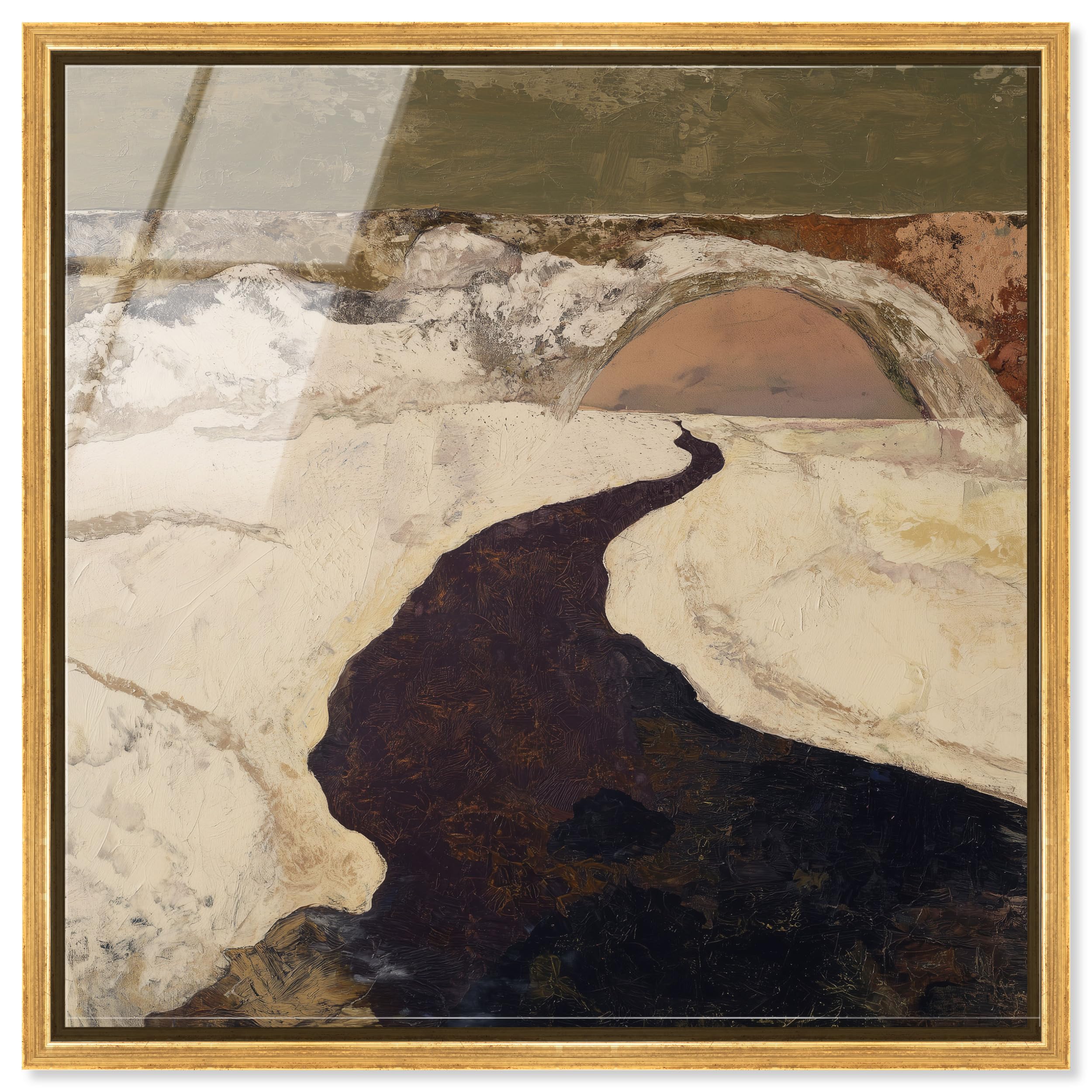 Art Remedy Earthly Crevice II Gerahmter Acryldruck, modernes Boho-Dekor, goldener Rahmen, 40,6 x 40,6 cm