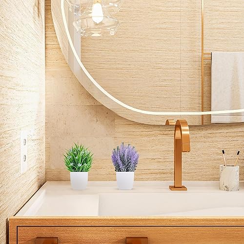 Miniatura 6 de Der Rose Paquete de 4 plantas falsas pequeñas artificiales en maceta con flores para el hogar, baño, sala de estar, oficina, decoración interior