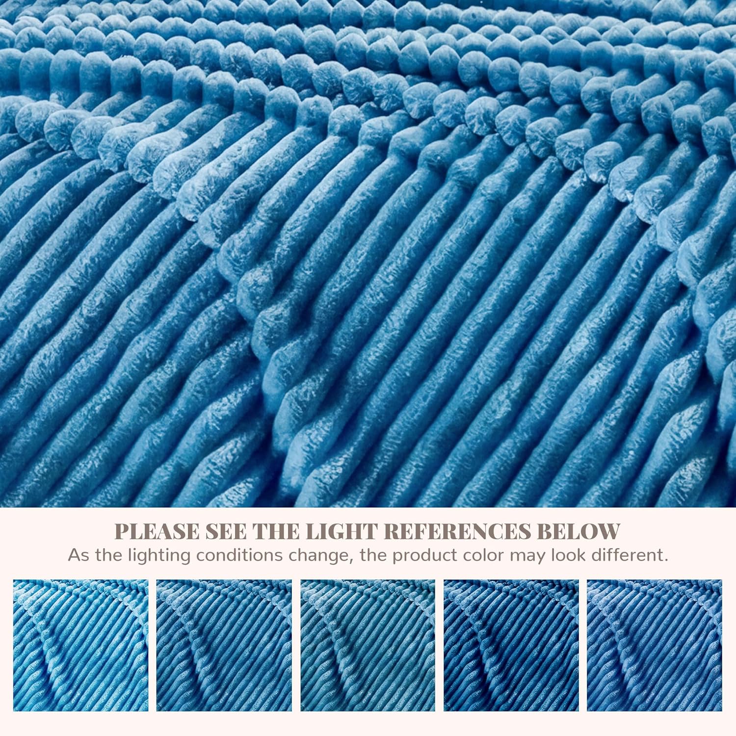 Blue Fleece Queen Size Blanket for Bed, 320GSM Super Soft Cozy Blanket for Home Decor, Perfect Cozy Gifts for Women Men Gifts, Lightweight All Season Bed Blanket, 90x90 Inches