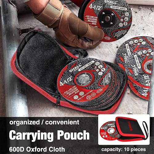 Miniatura 4 de SHALL Paquete de 50 ruedas de corte de 4 12 x 78 pulgadas, rueda de corte con bolsa para amoladora angular, disco de corte rápido de metal y acero