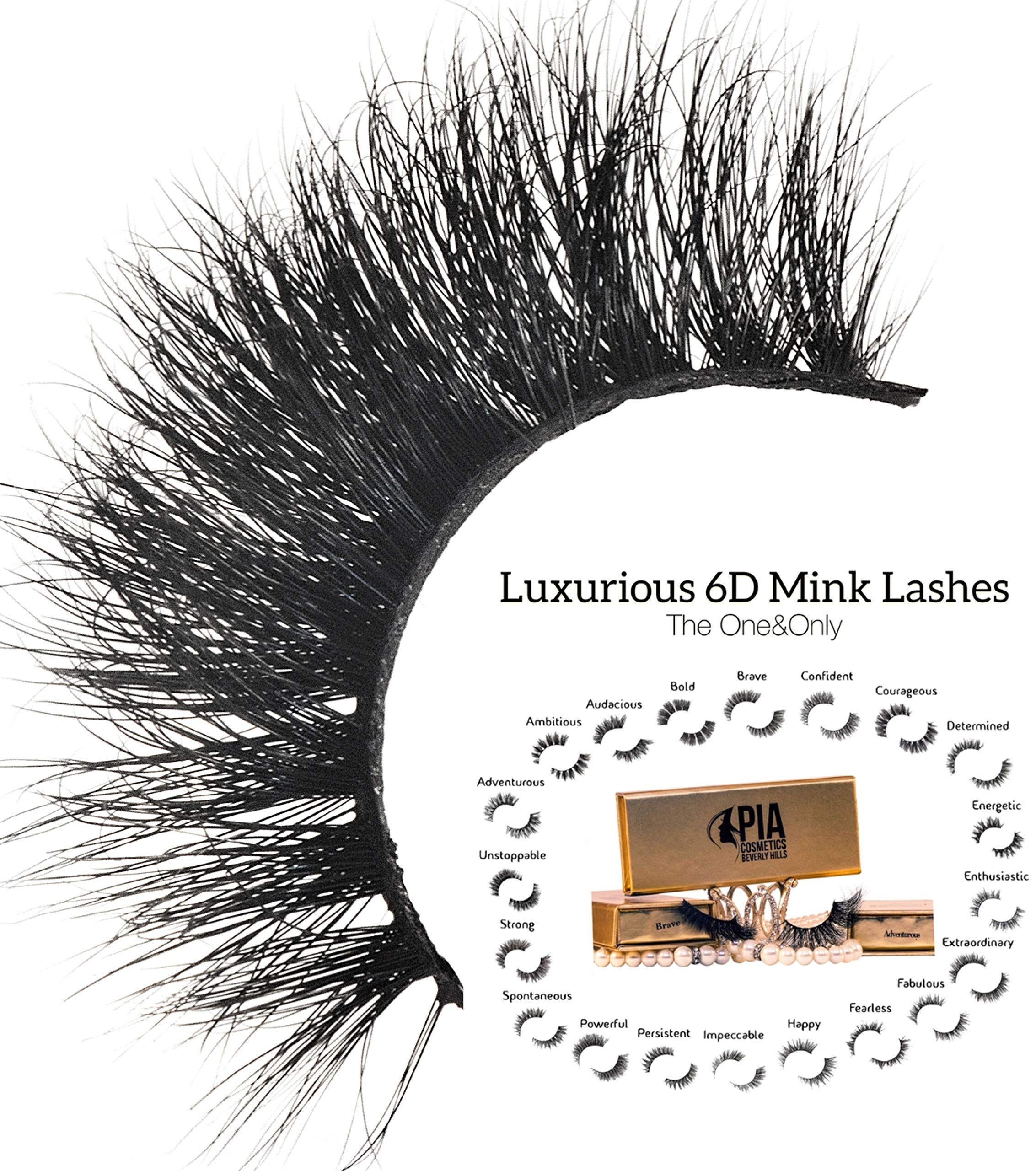 6D Mink False Eyelashes - 100% Handmade False Lashes Non-Irritating Eyelash Strips - Easy to Wear - 30 Times Reusable - Cruelty-Free & Natural Looking Lash Strip Set (UNSTOPPABLE)