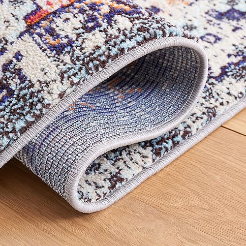 Vista 50 de Safavieh Madison Collection MAD418F - Alfombra de área con diamantes, Polipropileno, Azul Oscuro/Amarillo