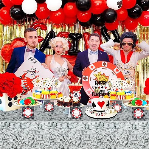 Miniatura 9 de PHOGARY Mantel de 3 piezas para decoración de fiesta temática de dinero, manteles de billetes de dólar, manteles de mesa de dinero para cumpleaños,