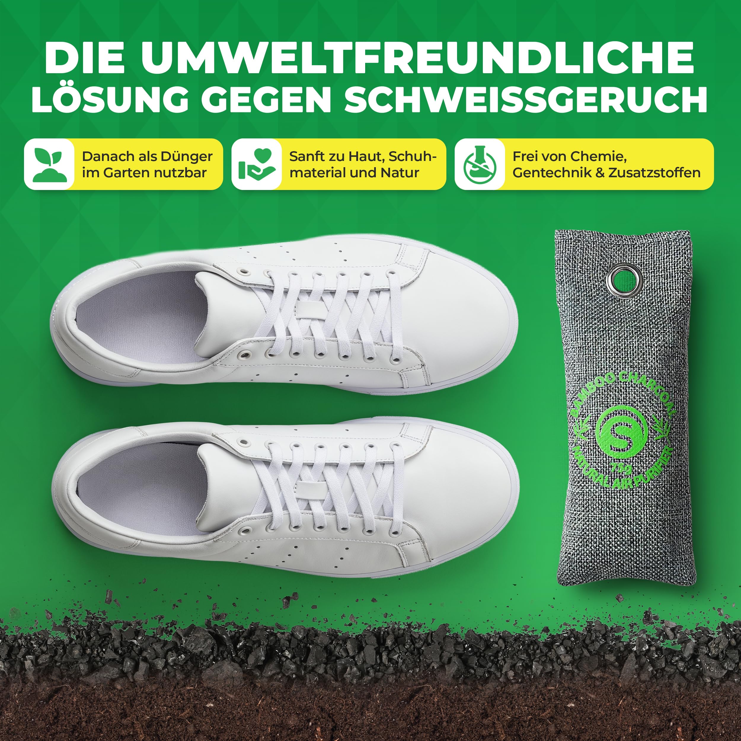 8x Aktivkohlebeutel für Schuhe & Sport – Schuhgeruch entfernen bei Schweißfüßen & Feuchtigkeit – Geruchsneutralisierer, Schuhtrockner, Schuh Deo – nachhaltig & geruchlos