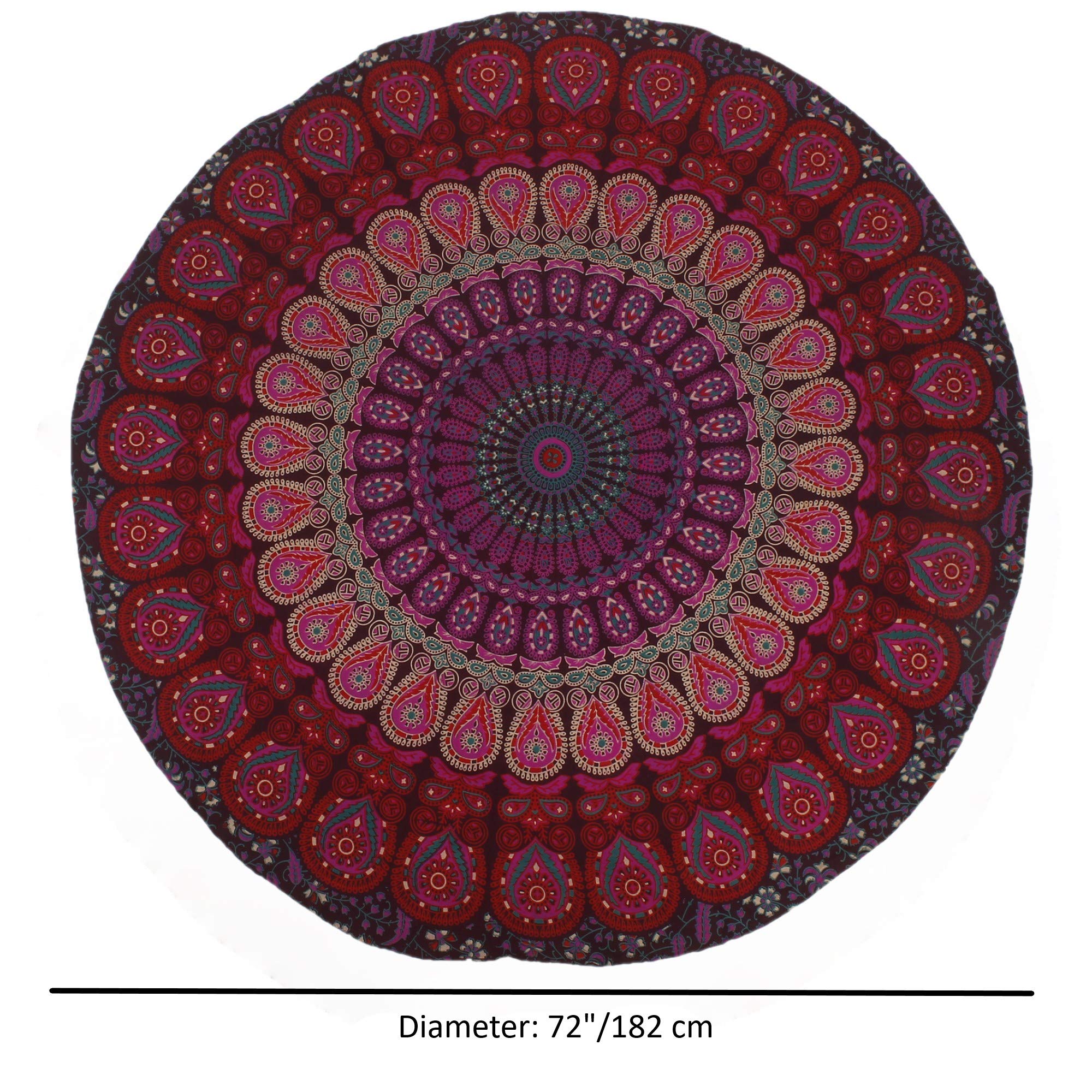 Arazzo Bohémien Shouzhigo Con Mandala E Pavone, Fiore Viola, 150x130 Cm, Per Camera Da Letto - 4