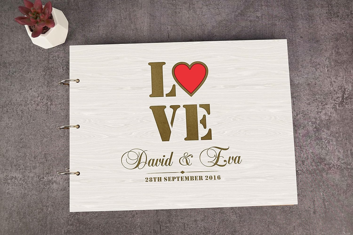 Darling Souvenir Personalized Engraved Laser Cut Wedding Guest Book Wooden Cover Sign-in Book Registry Guestbook Scrapbook-by