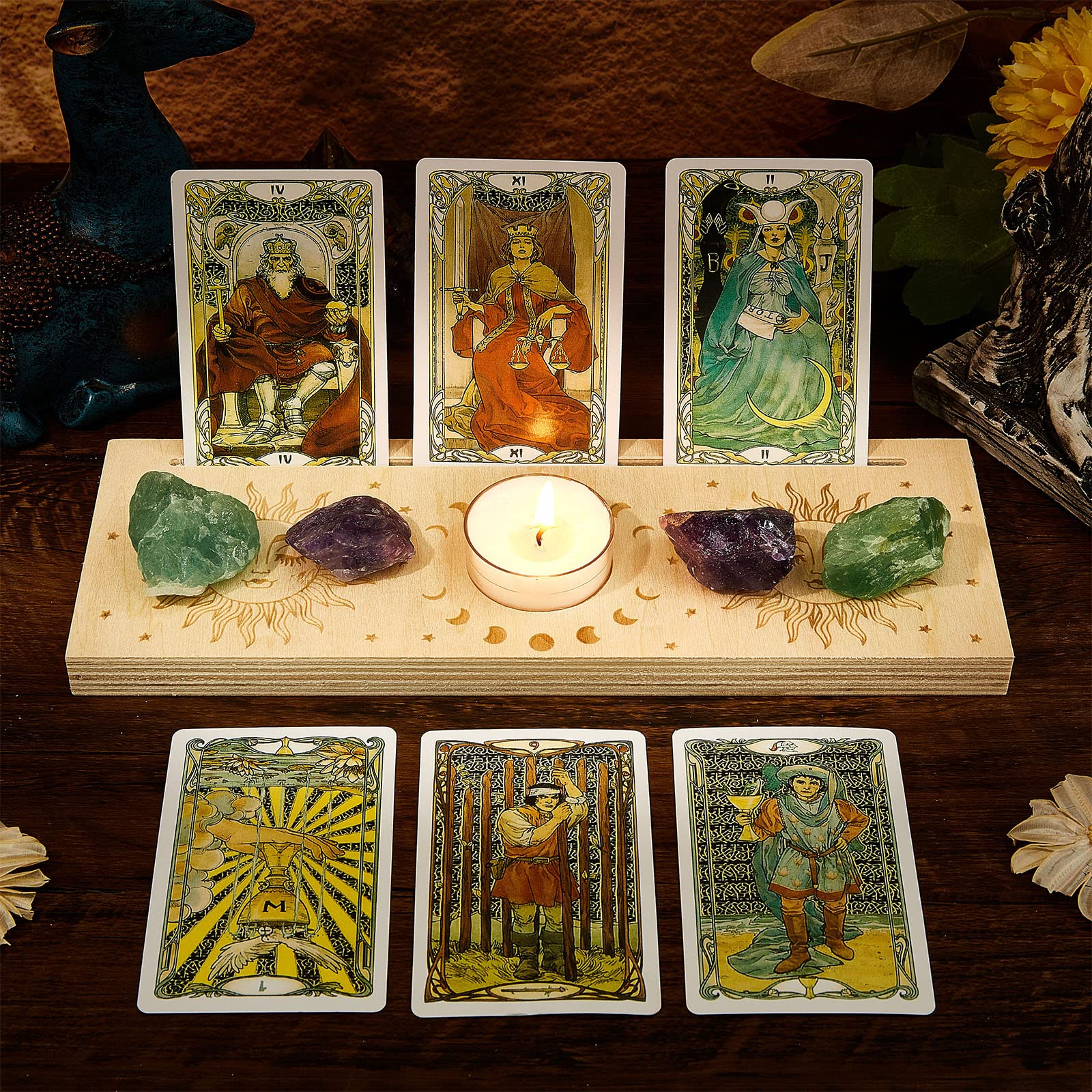GORGECRAFT Houten Tarotkaart Stand Gegraveerde Kaarsenhouder Maan met Bloemen Ster Patroon 10x8x1.5 cm Rechthoekige Vorm Altaar Display Stand Houder voor Heks Divinatie Tools Tarot Decor Wicca GORGECRAFT Houten Tarotkaart Stand Gegraveerde Kaarsenhouder Maan met Bloemen Ster Patroon 10x8x1.5 cm Rechthoekige Vorm Altaar Display Stand Houder voor Heks Divinatie Tools Tarot Decor Wicca