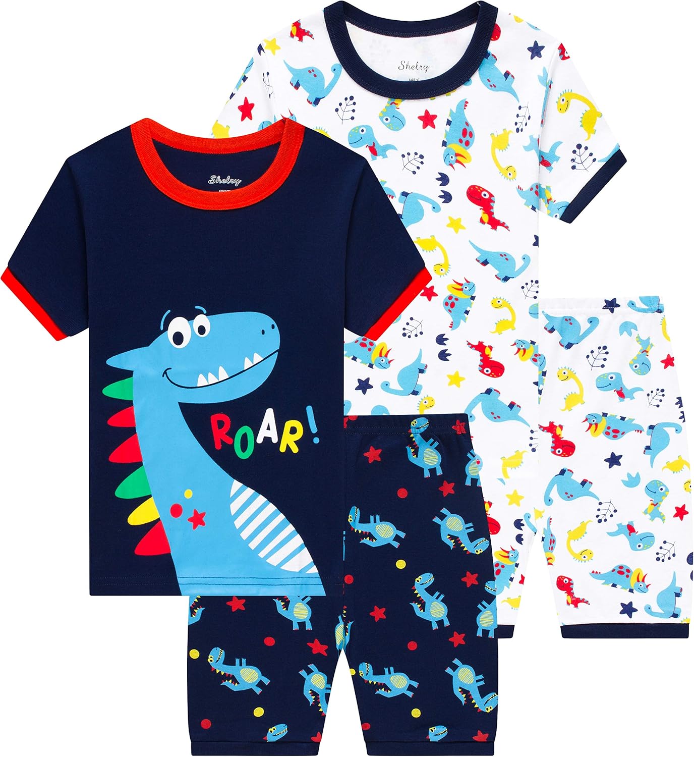 shelry Children Pajamas Cotton Dinosaur Kids Clothes Boys Cartoon Sleepwear Toddler Clothes