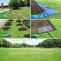 Vista 7 de VIVOSUN Rastrillo nivelador de césped de 30", 30" x 10" x 78" Nivelador de césped de acero inoxidable resistente con mango largo ajustable de 7 pies