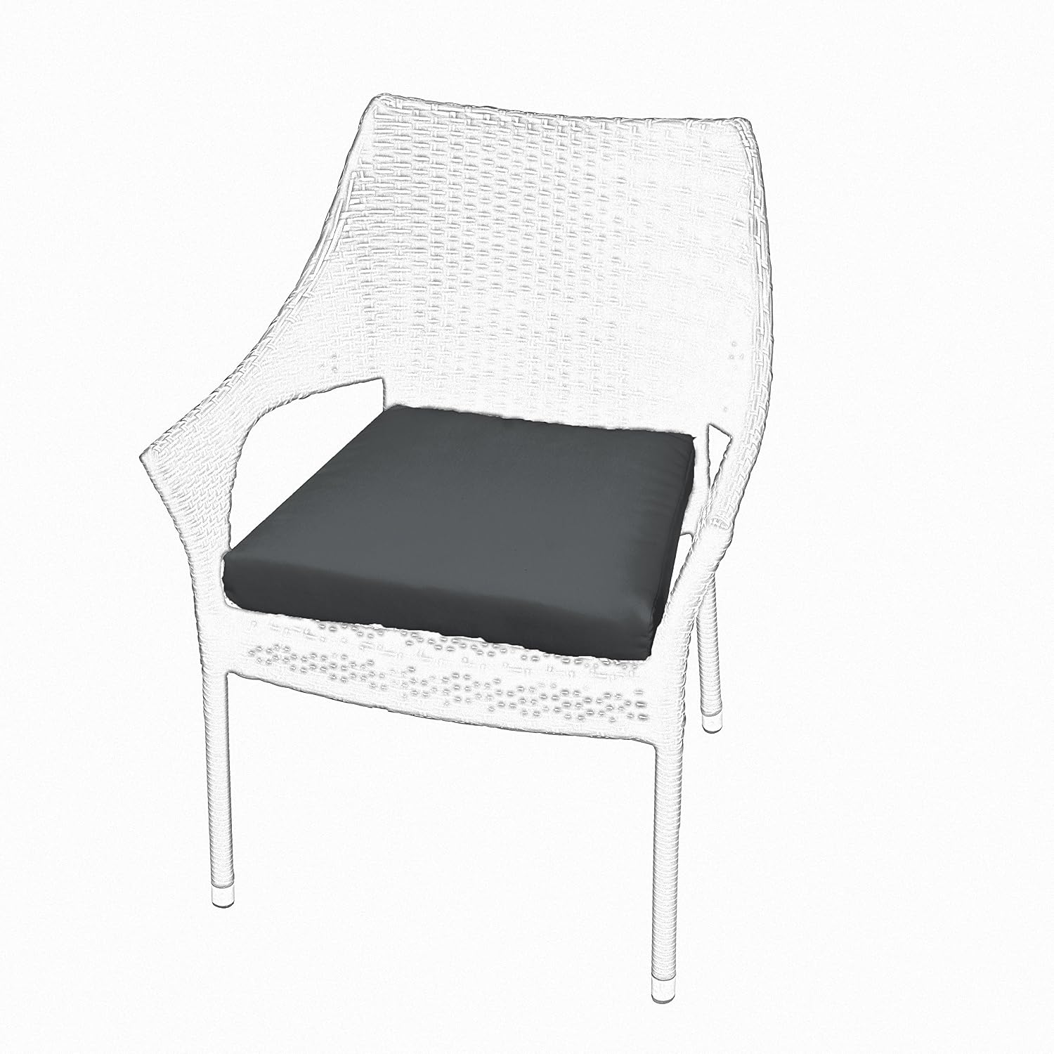 Sorra Home Bristol Tapered Chair Cushion - Fade & Water Resistant, Outdoor & Indoor Patio Seat Cushion with Plush Foam - Charcoal (18" x 15" x 2.5")