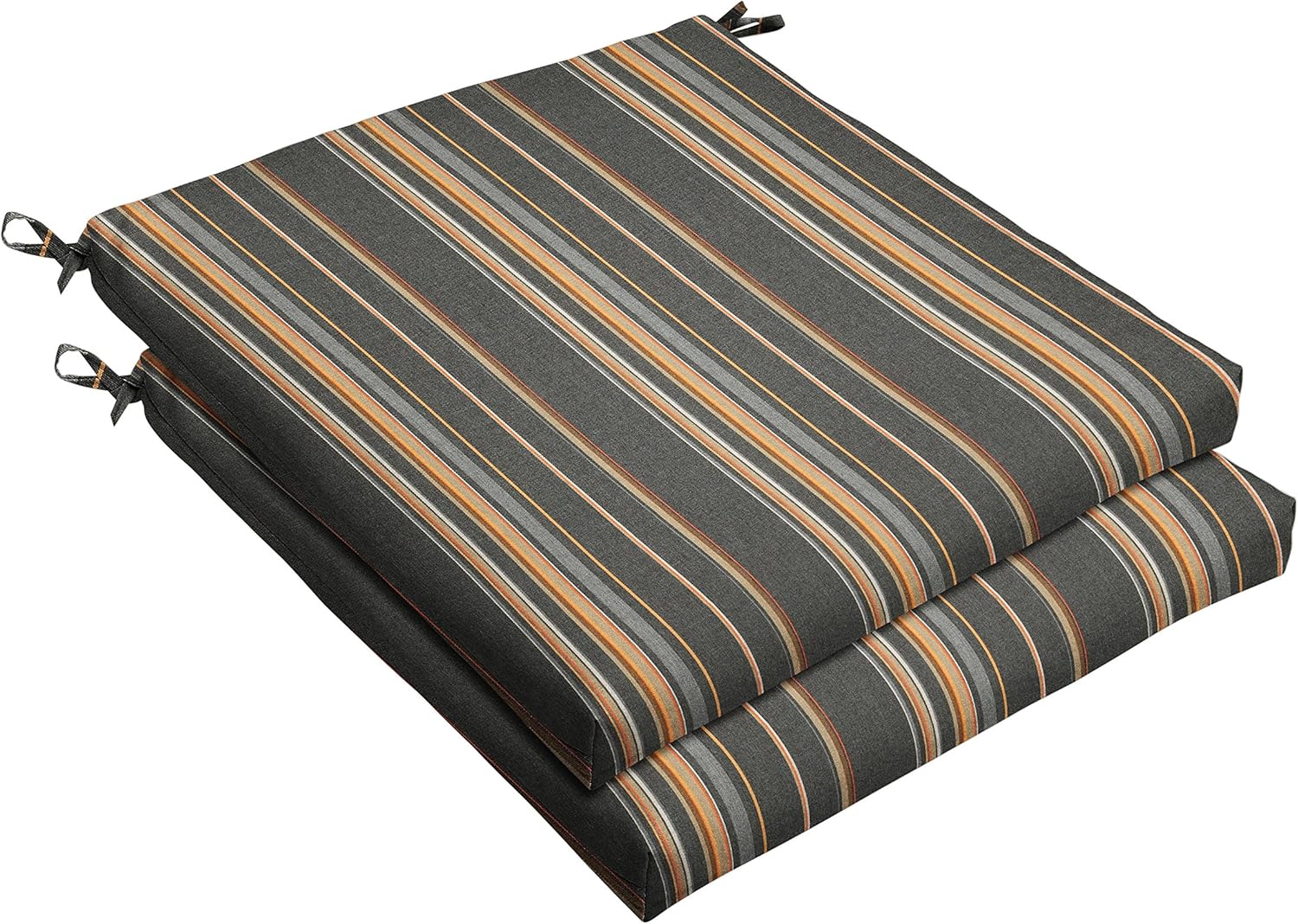 Sorra Home Sunbrella Bristol Square Chair Cushion (Set of 2) - Fade & Water Resistant, Outdoor & Indoor Patio Seat Cushion with Plush Foam - Peyton Granite (19" x 19" x 2.5")