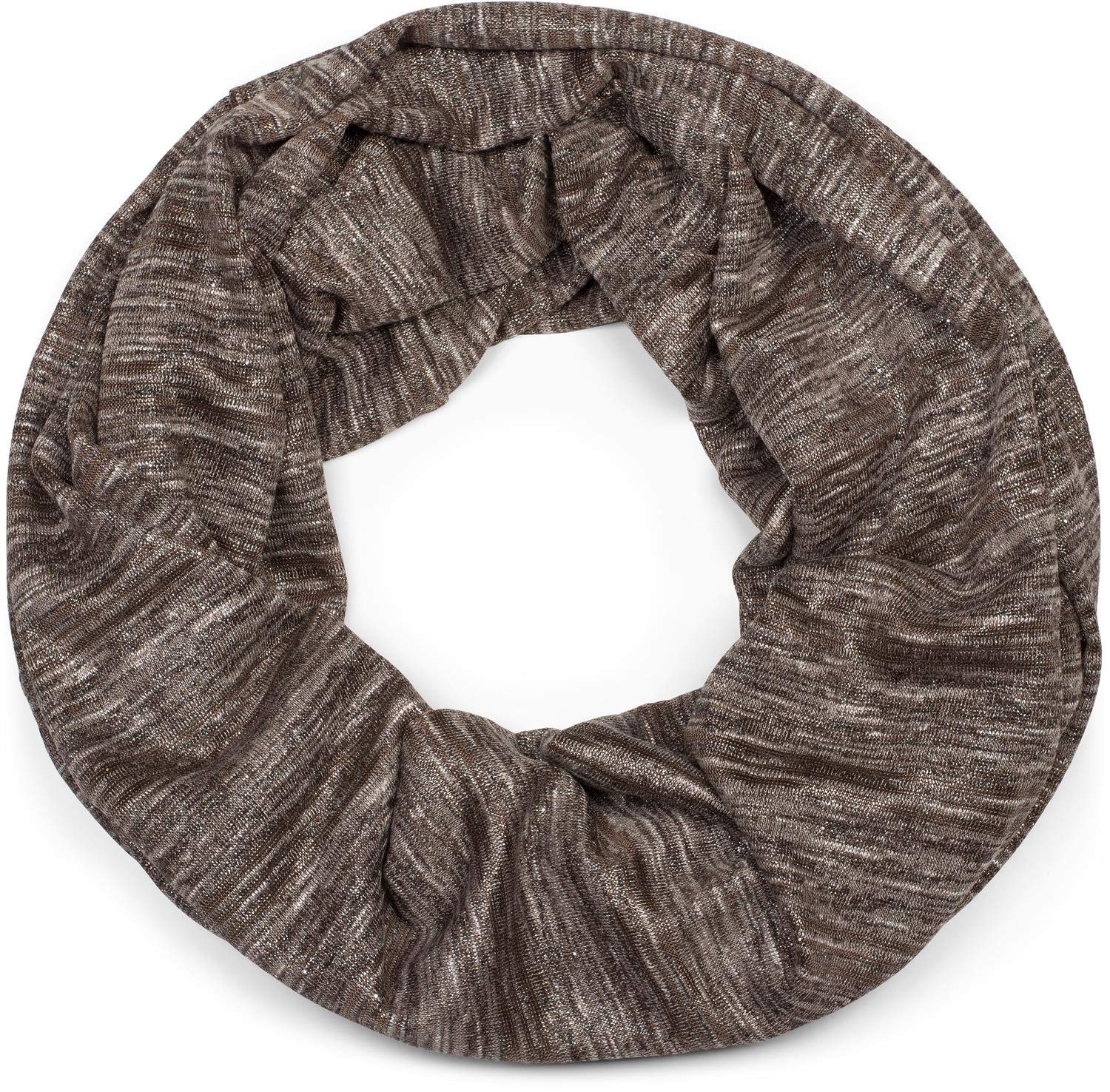 styleBREAKER loop scarf with glitter threads and small sequins, snood, shawl, ladies 01017078, Colour:Mottled Brown