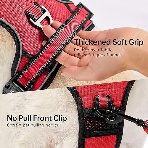 Miniatura 3 de NESTROAD - Arnés ajustable Oxford de chaleco con correa para perro, arnés reflectante sin tironesestrangulamiento para mascotas, mango suave de