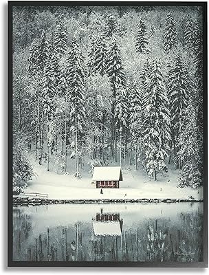 Stupell Industries Snowy Woodland Hut Reflection Giclee Framed Wall Art, Design by Susan Ball